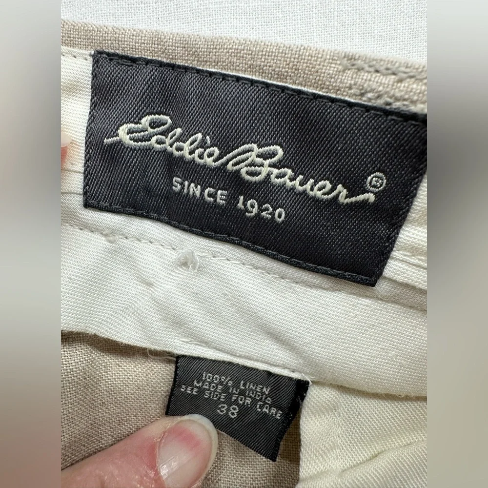 Eddie‎ Bauer Mens Linen Pants 38 Pleated Beige Tan